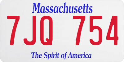 MA license plate 7JQ754