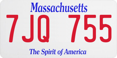 MA license plate 7JQ755