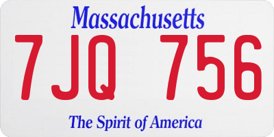 MA license plate 7JQ756
