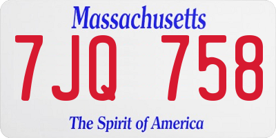 MA license plate 7JQ758