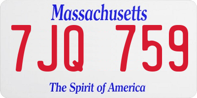 MA license plate 7JQ759