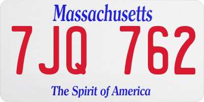 MA license plate 7JQ762