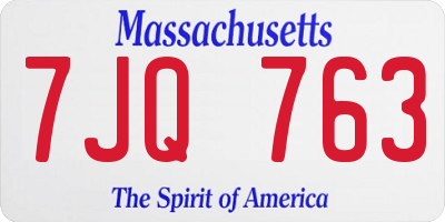 MA license plate 7JQ763