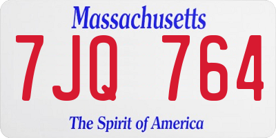 MA license plate 7JQ764