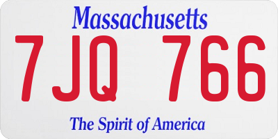 MA license plate 7JQ766