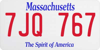 MA license plate 7JQ767