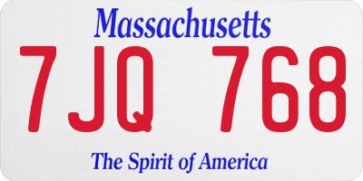 MA license plate 7JQ768