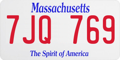 MA license plate 7JQ769