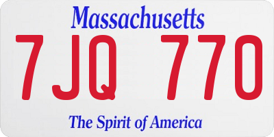 MA license plate 7JQ770