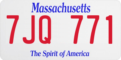 MA license plate 7JQ771