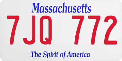 MA license plate 7JQ772