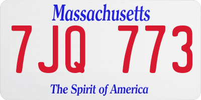MA license plate 7JQ773