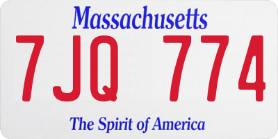 MA license plate 7JQ774