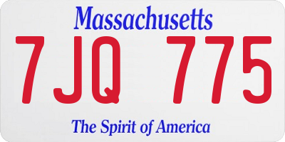 MA license plate 7JQ775