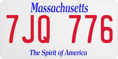 MA license plate 7JQ776