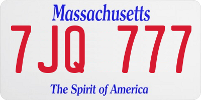 MA license plate 7JQ777
