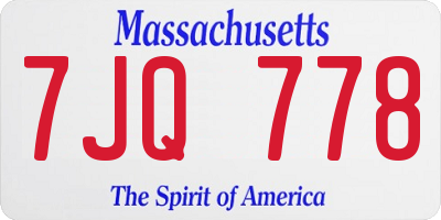 MA license plate 7JQ778