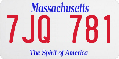 MA license plate 7JQ781