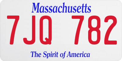 MA license plate 7JQ782