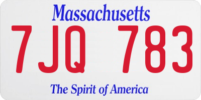 MA license plate 7JQ783