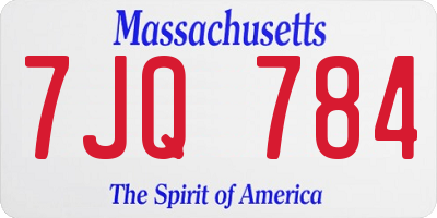 MA license plate 7JQ784
