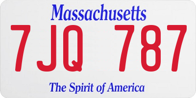 MA license plate 7JQ787