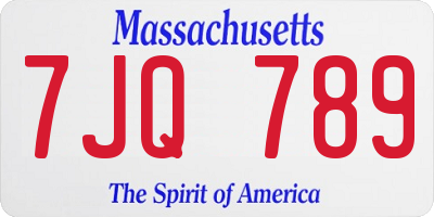 MA license plate 7JQ789