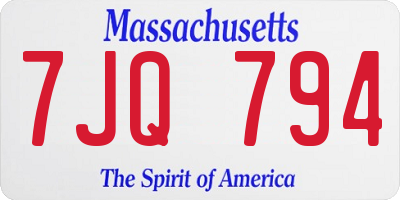 MA license plate 7JQ794