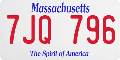 MA license plate 7JQ796