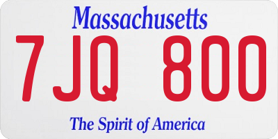 MA license plate 7JQ800