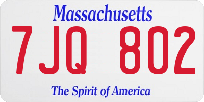 MA license plate 7JQ802