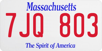 MA license plate 7JQ803