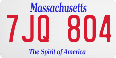 MA license plate 7JQ804