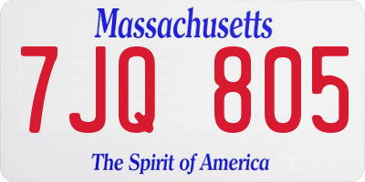 MA license plate 7JQ805