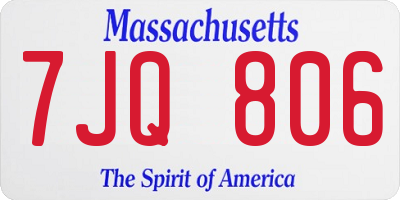 MA license plate 7JQ806