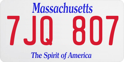 MA license plate 7JQ807