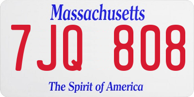 MA license plate 7JQ808