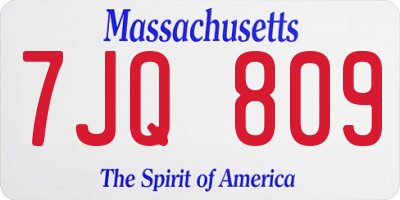 MA license plate 7JQ809