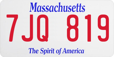 MA license plate 7JQ819