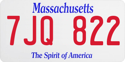 MA license plate 7JQ822