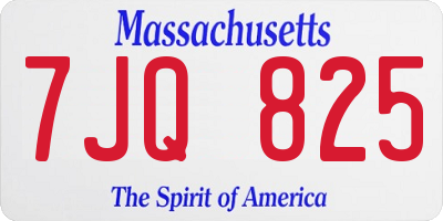 MA license plate 7JQ825
