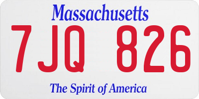 MA license plate 7JQ826