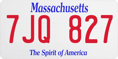 MA license plate 7JQ827