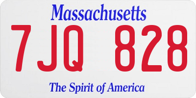 MA license plate 7JQ828