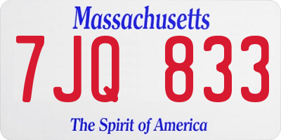 MA license plate 7JQ833