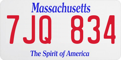 MA license plate 7JQ834