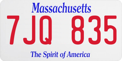 MA license plate 7JQ835