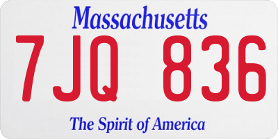 MA license plate 7JQ836
