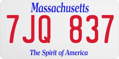 MA license plate 7JQ837