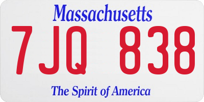 MA license plate 7JQ838